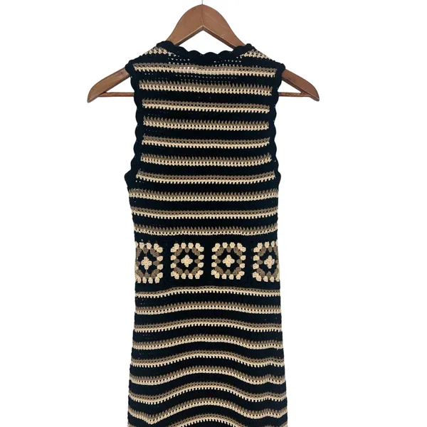 Rails Coco Crochet Knit Midi Dress Black Cream Brown‎ XS - Image 10