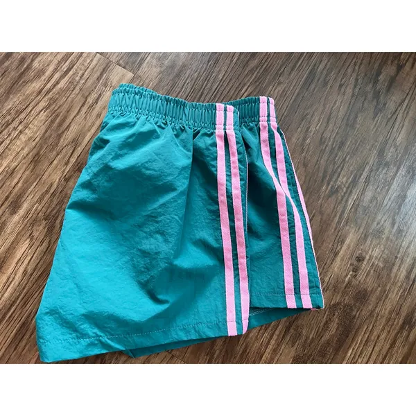 Unbranded Green Athletic Shorts Pink Side Stripes - Image 3