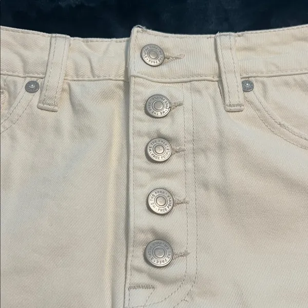 Free People White Denim Button Up Skirt Size 28 - Image 4