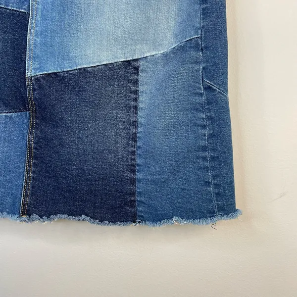 Driftwood Anthro Saydi Patchwork Denim Jean Boho Retro A line skirt womens 26 4 - Image 9