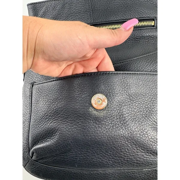 Vince Camuto Black Leather Crossbody Bag Flap Zipper Pocket‎ Adjustable Strap - Image 7
