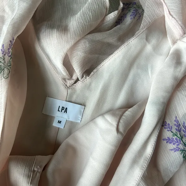 NWT LPA The Label Revolve Pink Ruffle Lavender‎ Floral Maxi Dress Size Medium - Image 8