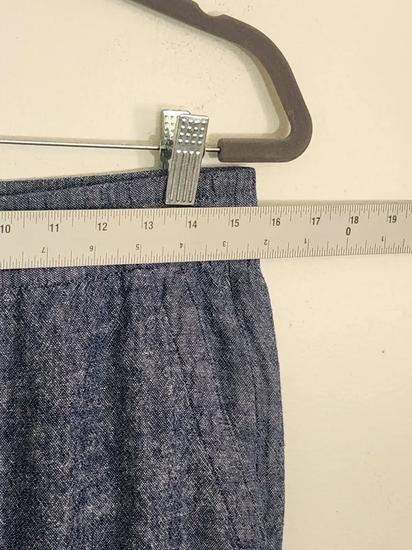 Old Navy Blue Linen Blend High Rise Cropped Wide Leg Pants Size Medium - Image 5
