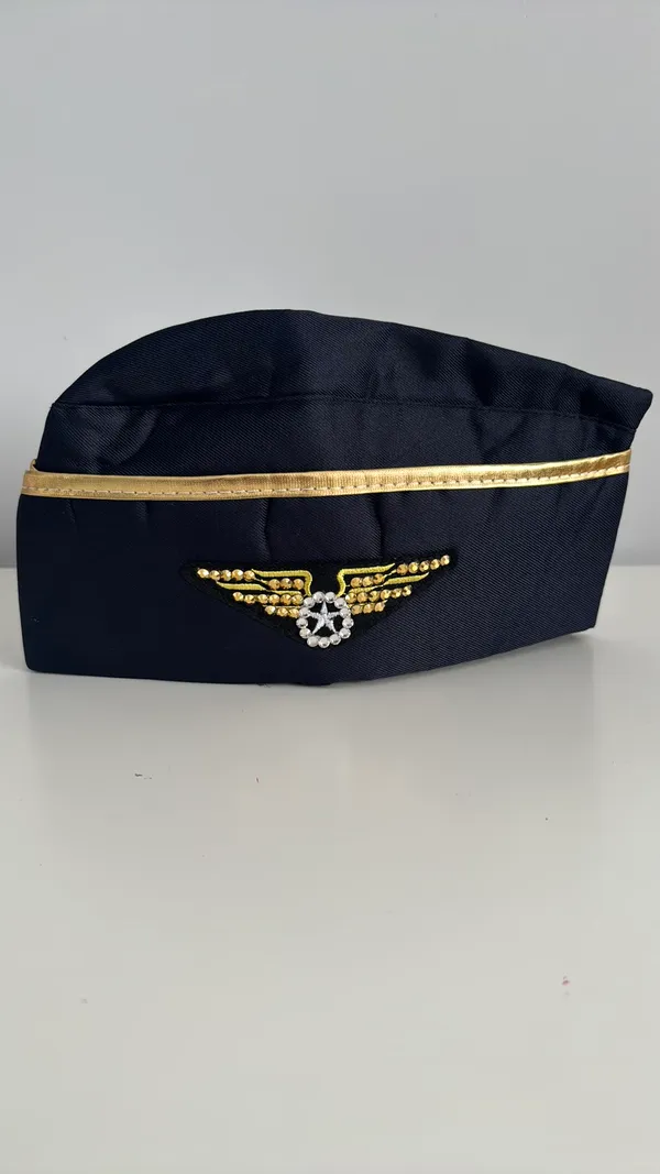 Costume airline flight attendant/stewardess hat. With added rhinestones. One size - Image 3
