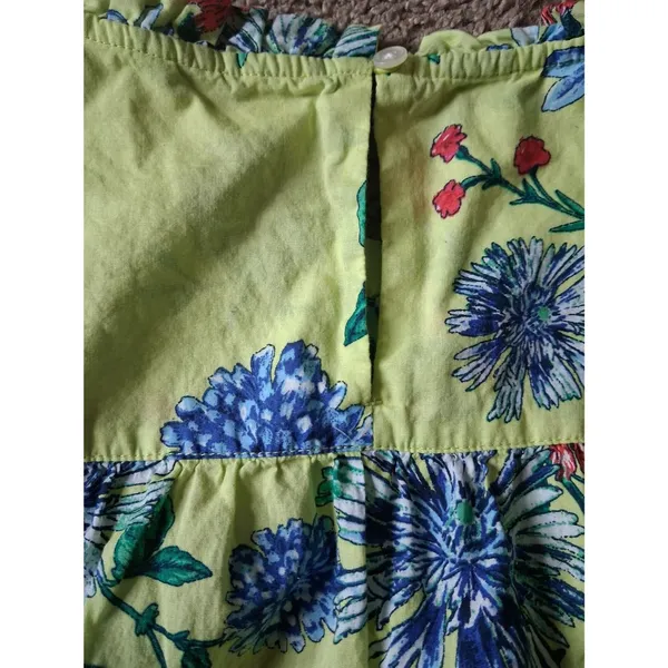 LOFT Yellow 100% Cotton Floral Ruffle Sleeve Blouse L Spring 23 - Image 4