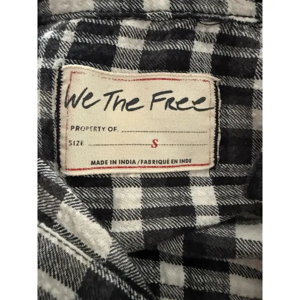 Free People We The‎ Free Indigo Skies White/Black Plaid Shirt Women's Size Small - Image 12