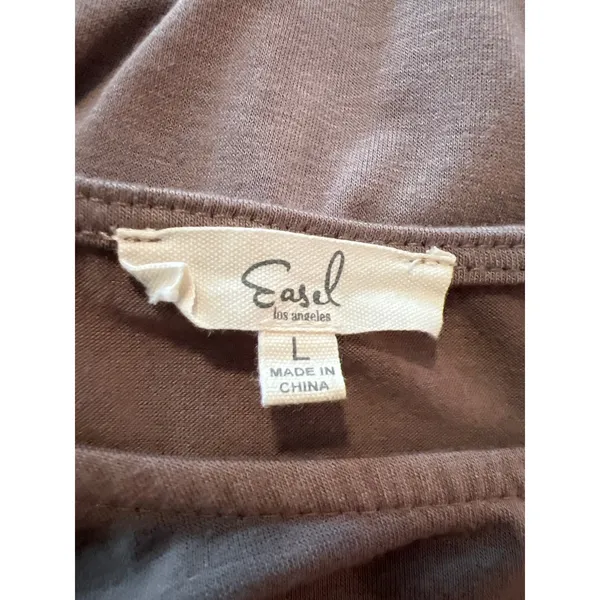 Easel Los Angeles Taupe Brown Asymmetrical Tiered Sleeveless Midi Dress Large - Image 5