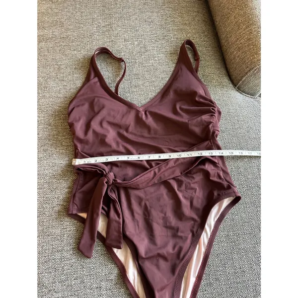 Shade‎ & Shore Womens Burgundy Wrap Tie Waist One Piece Swimsuit Size L EUC - Image 7