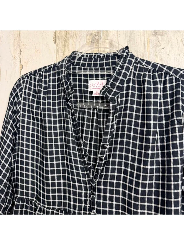 Isabel Maternity Womens Small Black White Plaid Babydoll Top - Image 7