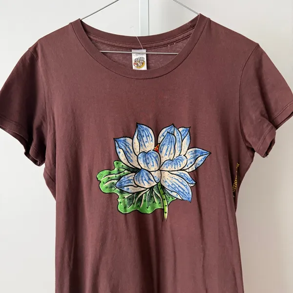 Y2K Ed Hardy L Brown T-Shirt Lotus Flower Bling Christian Audigier‎ Fairy Grunge - Image 2