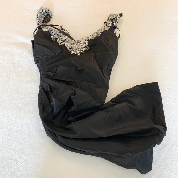 Mac Duggal 76544 Cap Sleeve Gown Women Size 10 Black Beaded Evening Dress Formal - Image 11
