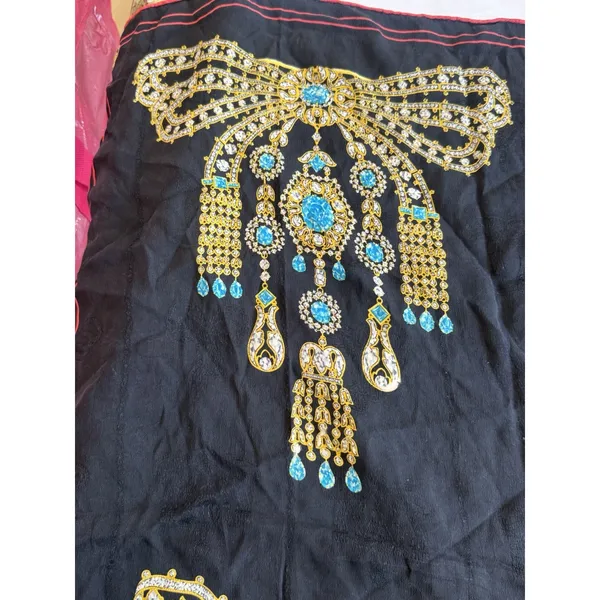 Cartier Gemstone Motif Silk Square Scarf Luxury Jewelry Print Red Gold - Image 5