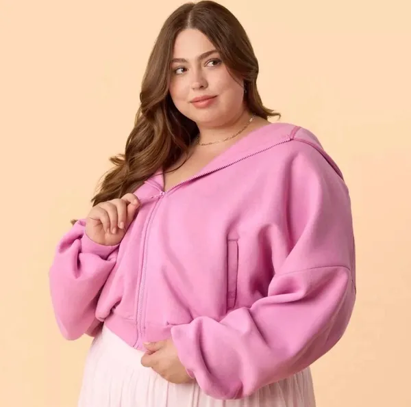 NWT! Blogilates Women's Marshmallow Full Zip Hooded Sweatshirt - Pink XL NEW! - Image 3