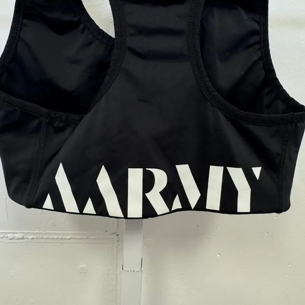 AARMY‎ Black Racerback Sports Bra Medium Logo Activewear Workout Top - Image 5