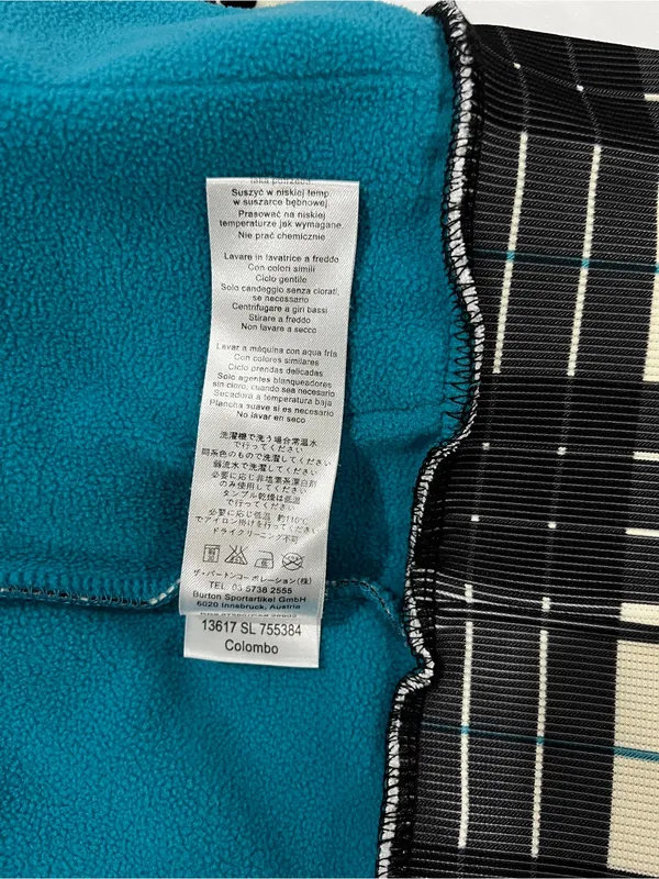 Burton DryRide Plaid Fleece Lined Hooded Jacket Ski Black Blue Long Sleeve Small - Image 8