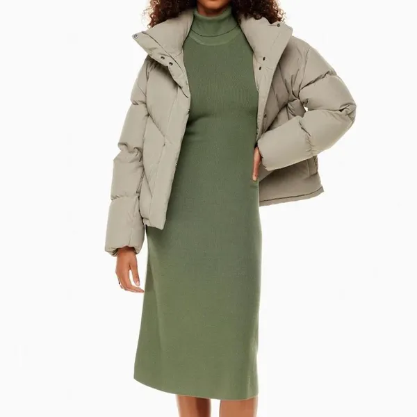 ✨Aritzia Wilfred Olive Green Sleeveless Ribbed Turtleneck Midi Sz XS Dress✨ - Image 3