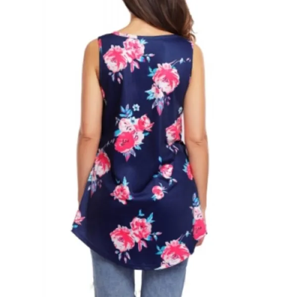 Blue Floral Sleeveless Tank - Image 2