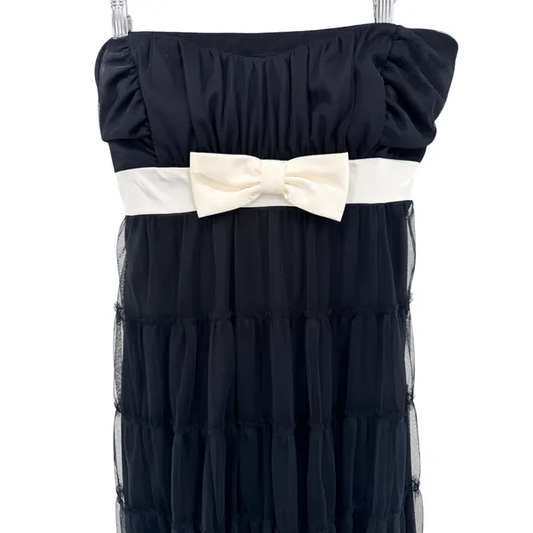 Fredericks of Hollywood Black Tiered‎ Mesh Strapless Bow Mini Dress XL Babydoll - Image 3