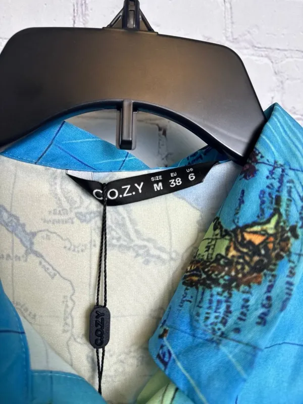 C.O.Z.Y map printed bright pastel novelty button down unisex top New - Image 3