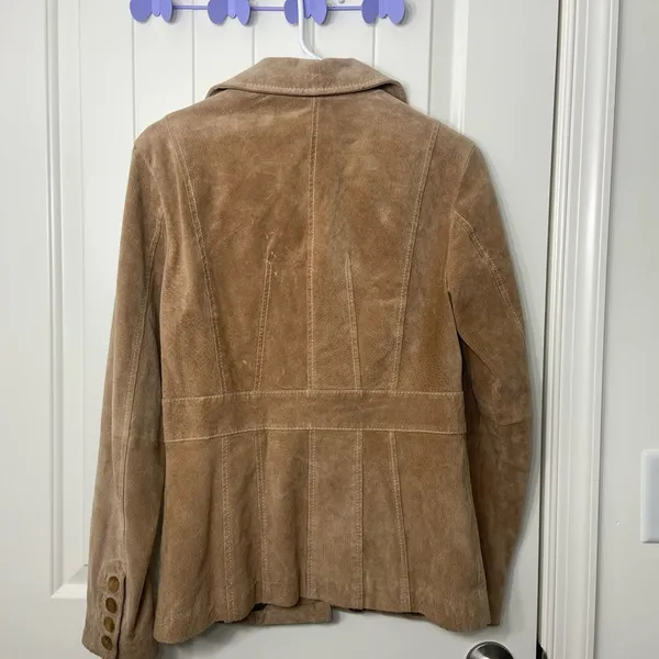 EUC‎ Wilsons Leather women’s light tan collar button up genuine leather jacket S - Image 7