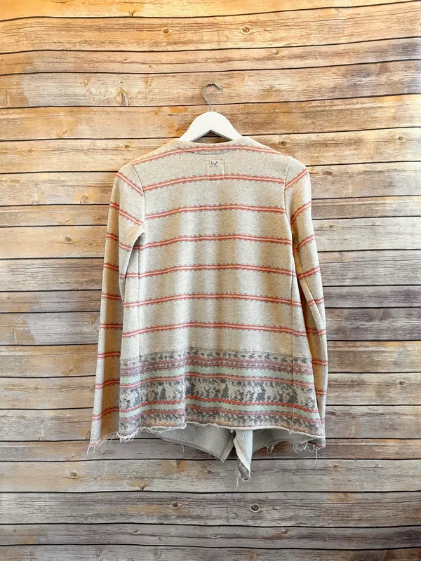 Billabong Raw Hem Southwestern Open Front Sweatshirt Cardigan Size Small - Image 2