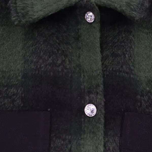 Casa Cabana Brenda Plaid Shacket Black Army Green Buffalo Check Button Down S - Image 3