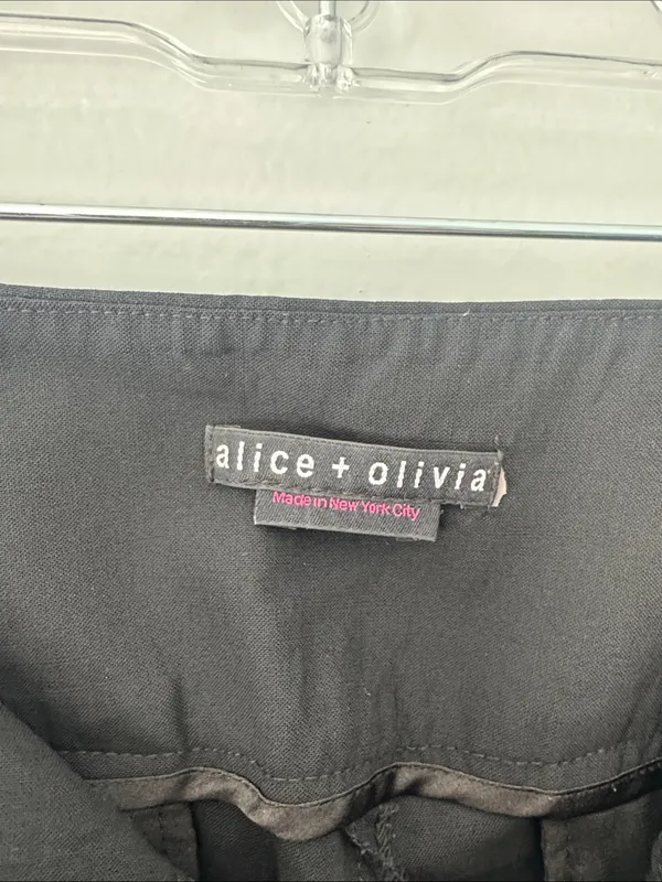 Alice + Olivia Women's Work Trousers Black Wide-Leg Size 8 Based on Measurements - Image 3