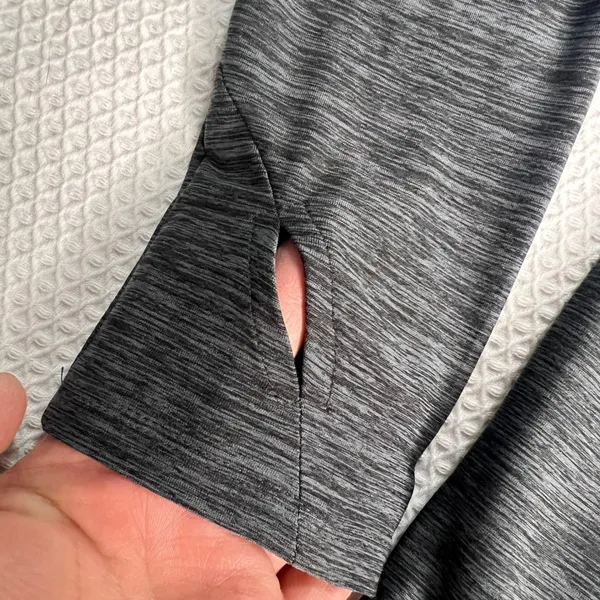 Motherhood Maternity Gray Full Zip Ruched Activewear Jacket Sz Medium Thumbholes - Image 3