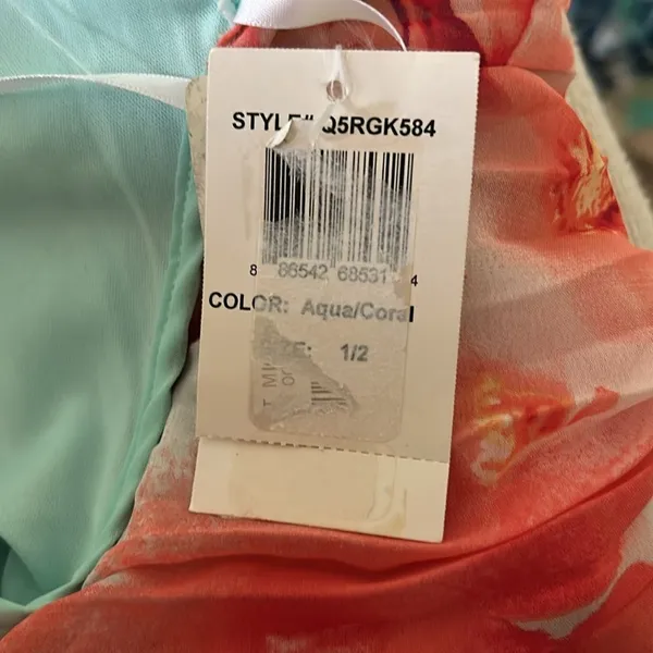 B. Darlin Long Maxi Pleated Dress, Aqua/Coral, Size 1/2, NWT - Image 7