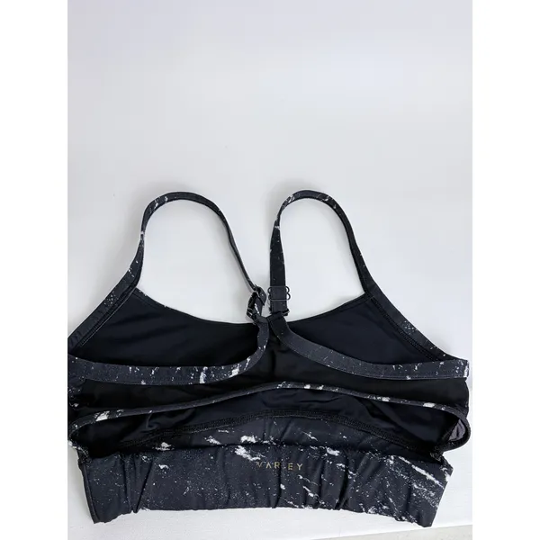 Varley Black Marble Print Sports Bra Strappy Racerback Workout‎ Gym Athleisure - Image 4