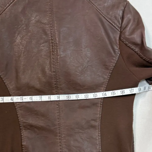 Sebby Collection Elegant Brown Faux Leather Jacket - Image 6