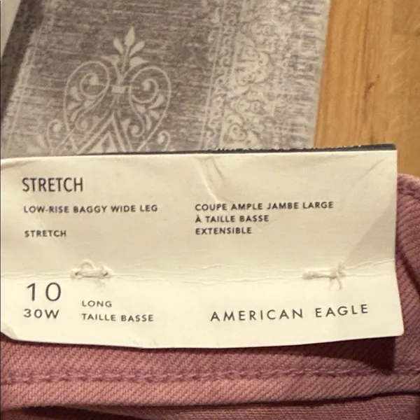 American Eagle low rise baggy Pink wide leg Jeans 10 Tall nwt‎ - Image 6