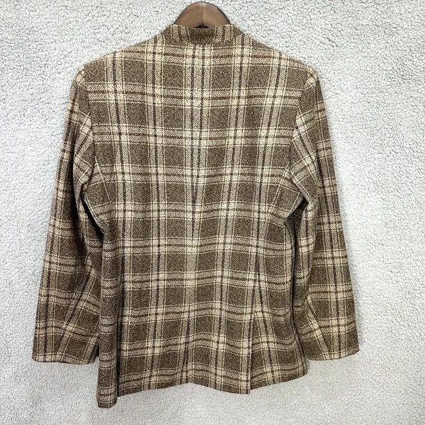 Clio Suit Brown Plaid Blazer Size 12 Academia Retro Button Career Preppy Vintage - Image 2