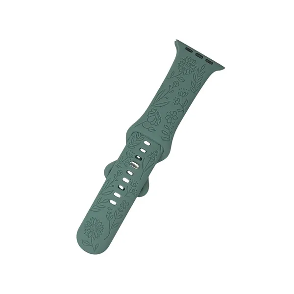 Unbranded Apple iWatch Green Etched Floral Silicone Watch Band 38/40/41mm NEW - Image 3