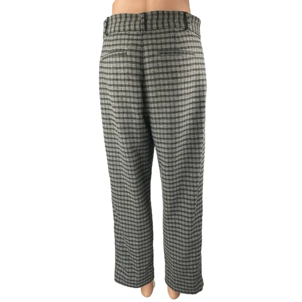 Aritzia Wilfred Womens Gray Wool Plaid Check Straight Crop Trousers Pants Size 6 - Image 3