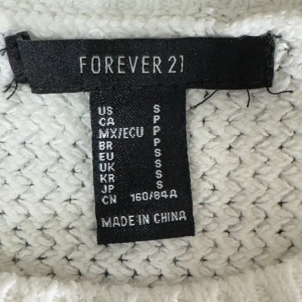 3279 | Forever 21 Pointelle Chevron Knit Sweater Cream Boho Women S - Image 5