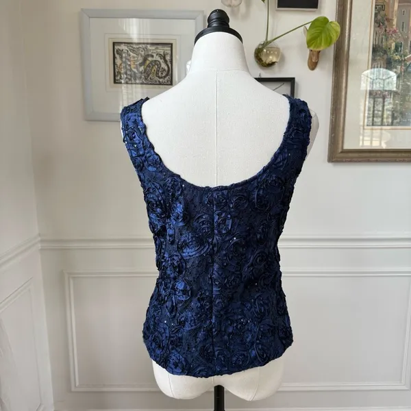 Cachet Dark Blue 2pc Formal Jacket Tank Soutache Sequin Rhinestone Clip 6 - Image 12