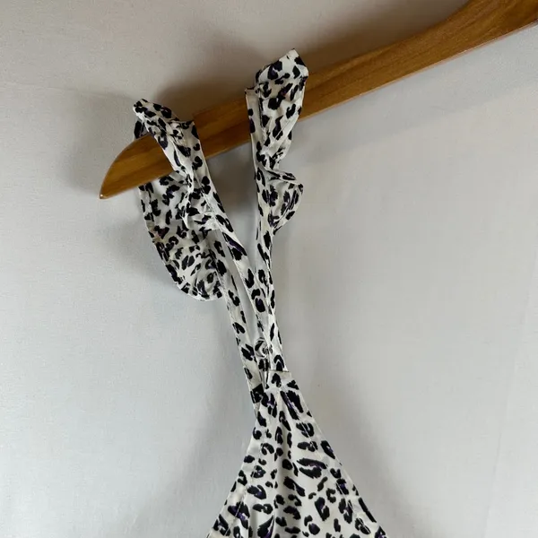 7‎ For All Mankind Womens Silk Blend Animal Print Tie Shoulder Cami Top M NEW - Image 9