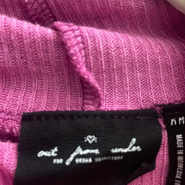out from under pink long sleeve ribbed turtleneck top - Image 3