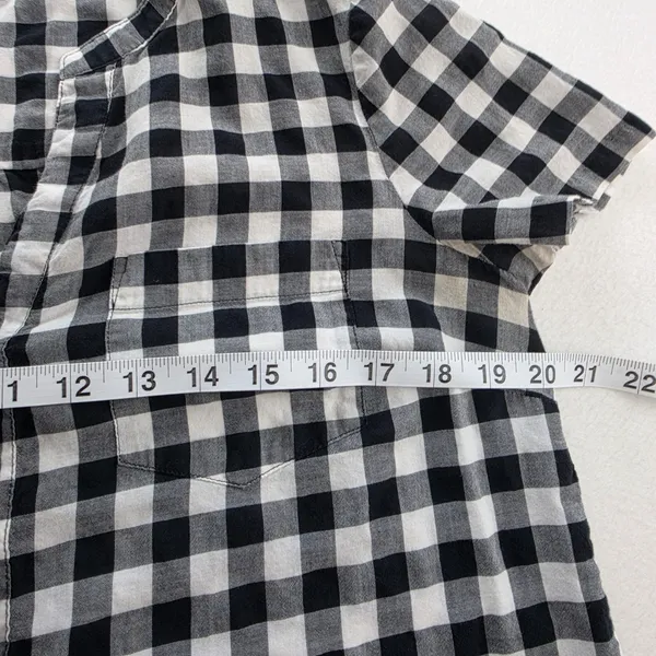 J.Crew Womens Black White‎ Gingham Tie Front Short Sleeve Button Up Shirt Small - Image 8