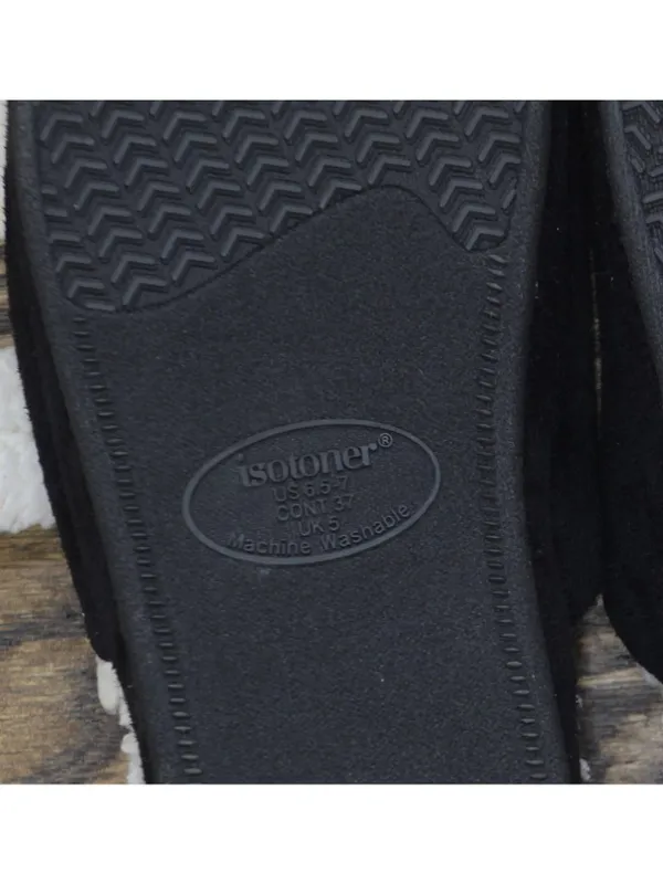 NWT Isotoner Womens Microsuede Double Buckle Slide Slippers 8532 Black S (6.5-7) - Image 10