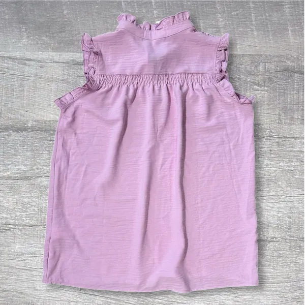 Miss Sparkling NEW Ruffle Sleeveless Top Womens S Smocked Button Yoke Relaxed - Image 2