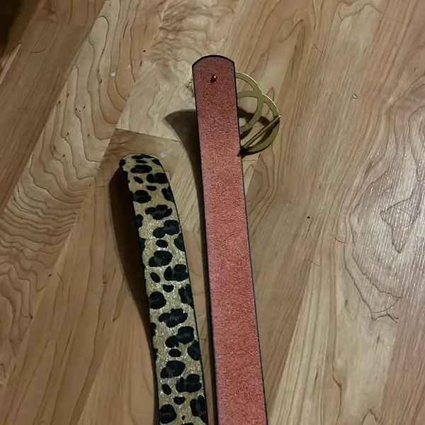 Leopard Print Belt with Gold Buckle Brown - Image 5