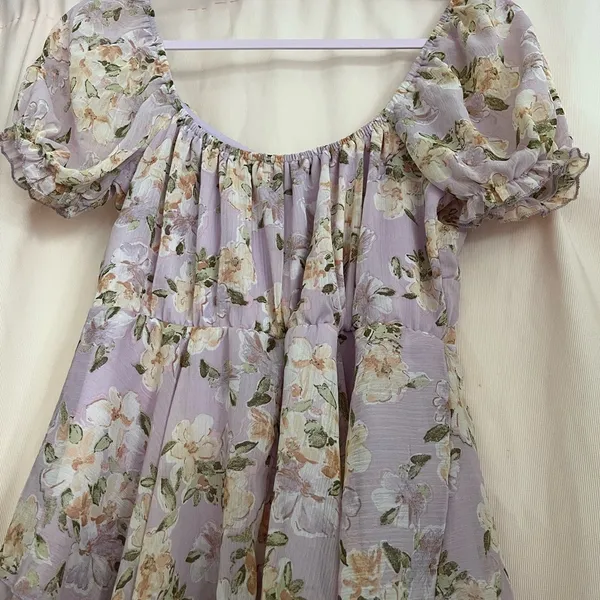 Floral Puff Sleeve Jumpsuit Purple Size M - Image 5