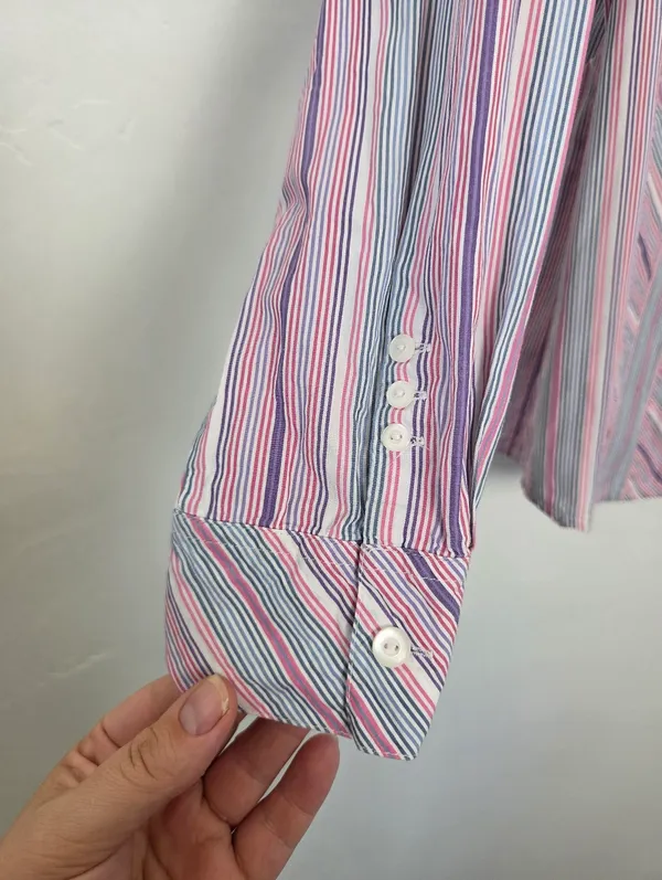 Pastel Chevron Striped Blouse Top Purple Pink Cotton Twee Preppy 90s Butter Mom - Image 5