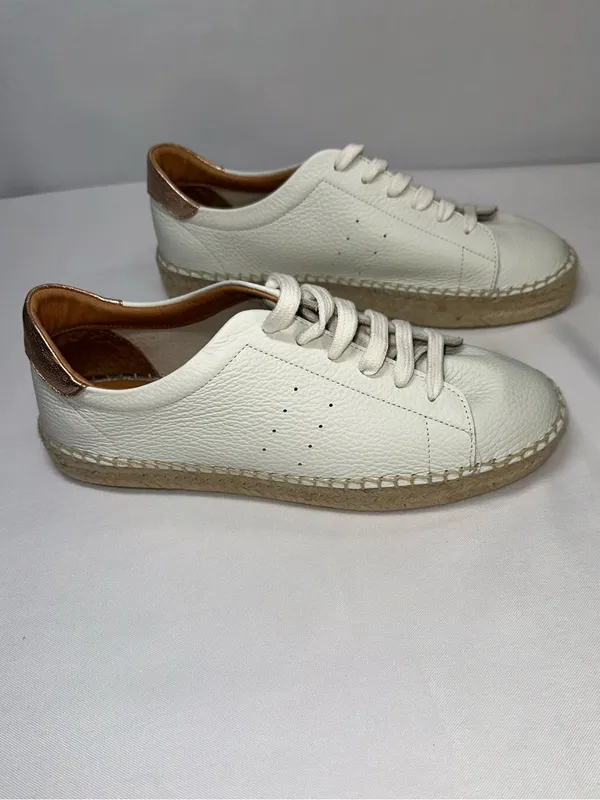 Dalson Espadrilles Boho Hippie Cottagecore White Leather Platform Sneaker Sz 9 - Image 3