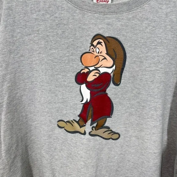 Vintage Disney‎ Store Grumpy Dwarf Sweatshirt Women's XL Gray Graphic Crewneck - Image 2