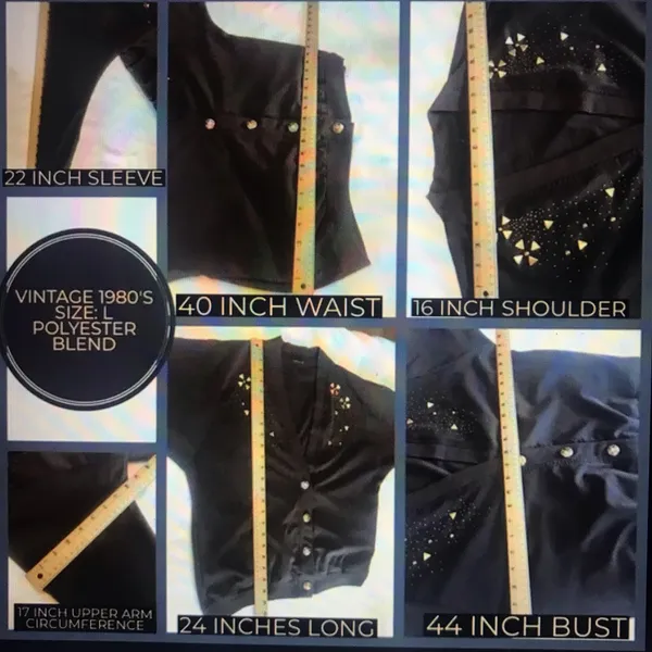 Vintage 1980'S Brown Nylon & Gold Stud Cardigan/Jacket (L) - Image 10