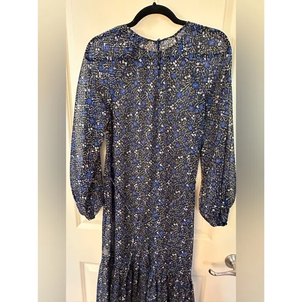 Banana Republic Black Blue Long Sleeve Laxi Sheer Dress Women's Sz 0 - Image 8