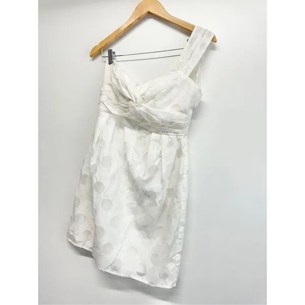 MM Couture by Miss Me White One Shoulder Burnout Polka Dot Mini‎ Dress Size M - Image 4